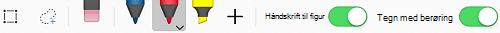 Grunnleggende håndskriftverktøy på Tegn-fanen for Office iOS-apper