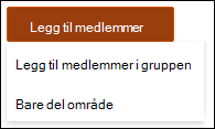 Legg til medlemmer-knappen som viser en rullegardinliste.