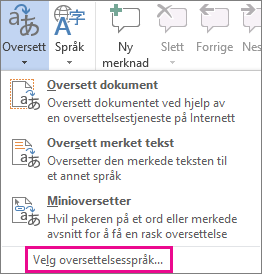 Velg oversettelsesspråk