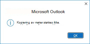 Kopiere møter-feil i Outlook