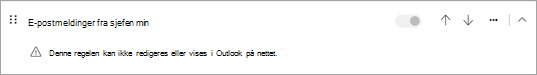 Denne regelen kan ikke redigeres eller vises i Outlook på nettet