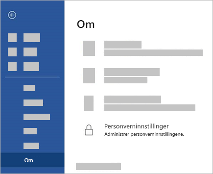 Skjermbilde av knappen for Personverninnstillinger