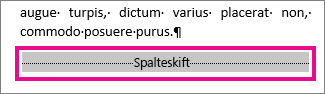 Velge et spalteskift med Vis formatering slått på