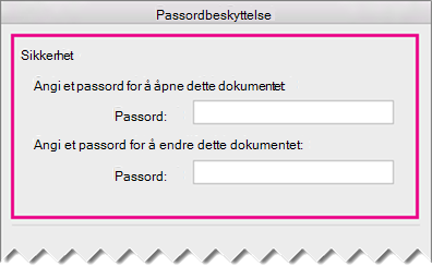 Panel for tilbakestilling av passord