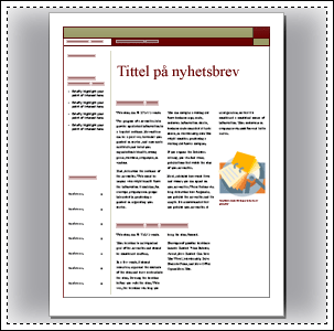 Første side i forhåndsutformet nyhetsbrev