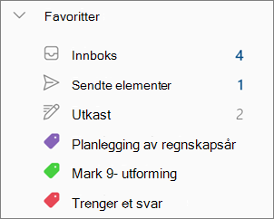 Kategorier i Favoritter i nye Outlook for Windows