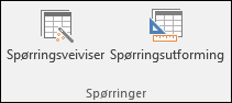 Spørringsgruppen på Access-båndet viser to alternativer: Spørringsveiviser og spørringsutforming