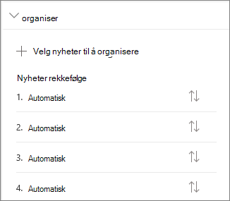 Organiser nyhetsinndeling