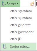 Bilde av Sorter-menyen i kategorien Visning