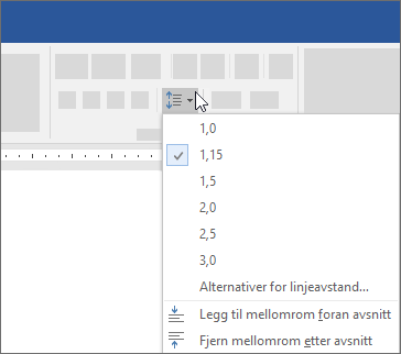 Alternativer for å endre linjeavstand i Word