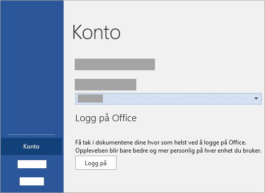 Logg på med Microsoft-Account eller en Office 365 jobb- eller skolekonto.