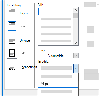 Innstillinger for sidekantlinje