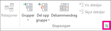 Klikk dialogboksvelgeren i Disposisjon-gruppen