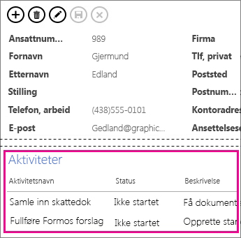 En visning i en Access-app med oppgaver vist i Kontroll for relaterte elementer.