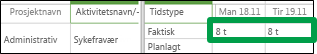 Administrativ-raden i en timeliste