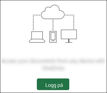 Ulike enheter som er koblet til en sky. En påloggingsknapp nederst.