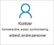 Kontoer på Innstillinger skjermbildet