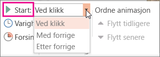 Angi tidsberegning for å starte en animasjon