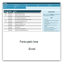 Feriesjekkliste i Excel