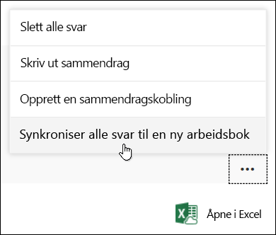 Synkroniser alle svar på et nytt arbeidsbokalternativ i Microsoft Forms