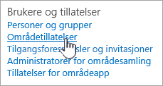 Menyelementet Brukere og tillatelser