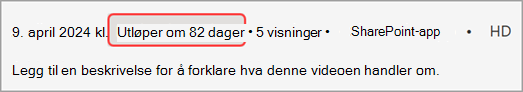 Detaljruten som viser utløpsdatoen for innspillingen