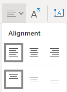 Juster tekst-menyen i Visio for venstrejustering på nettet er valgt.