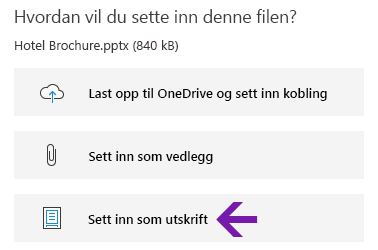 Alternativet for filutskrift i OneNote for Windows 10