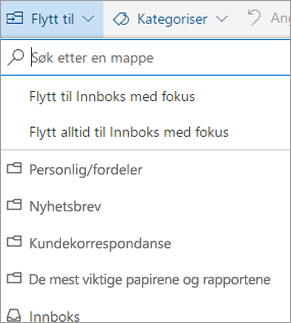 Innboks med fokus i Outlook på nettet