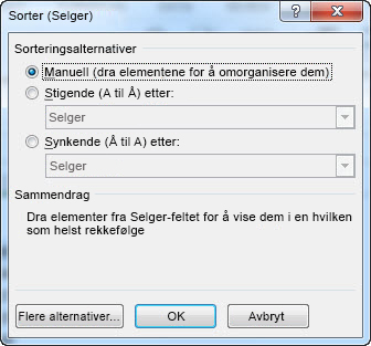 Dialogboksen Sorter