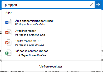 Søke i OneDrive for Business