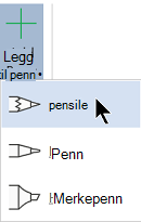 Du kan tegne med håndskrift med tre forskjellige teksturer: en blyant, en penn eller en merkepenn