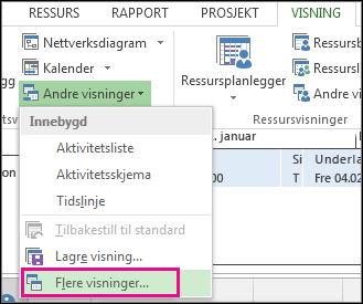 Flere visninger på menyen Andre visninger