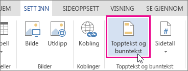 Bilde av knappen Topptekst og bunntekst i Word Online