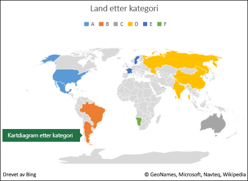 Excel kartdiagram etter kategori