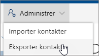 På verktøylinjen, velg Administrer og deretter Eksporter kontakter