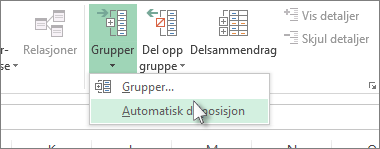 Klikk pilen under Grupper, og klikk deretter Automatisk disposisjon