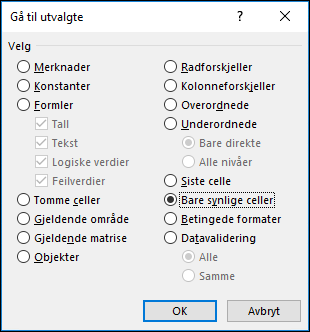 Gå til spesialdialogboks