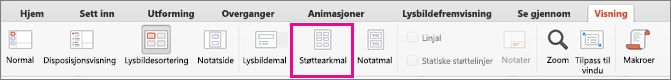 Støttearkmal-knappen på Visning-fanen