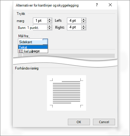 Skyggelegging av sidekantlinje