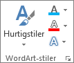 WordArt Style-gruppen viser bare ikoner