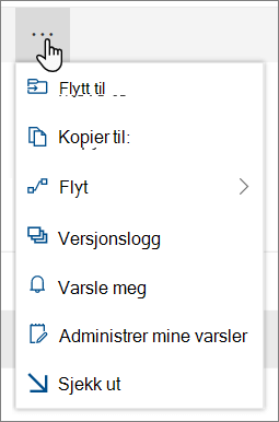 Menyalternativene Flytt til og Kopier til i den øverste navigasjonen for SharePoint Online når filer eller mapper er valgt