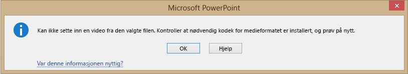 Feil med en videokompatibilitetskodek