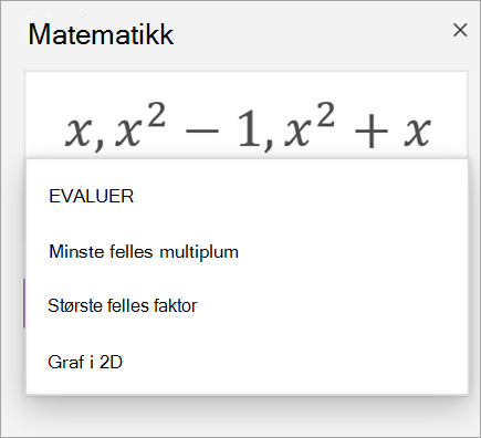 Liste over matriser i Matematikkhjelp