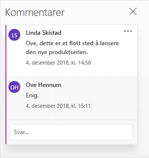 En samtale i Kommentarer-ruten