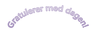 Et eksempel på WordArt som sier «Gratulerer med dagen» med buet tekst.