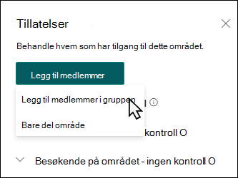 Forhåndsvisning av ruten Legg til medlemmer