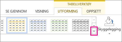 Tabellstiler-galleriet og Mer-knappen