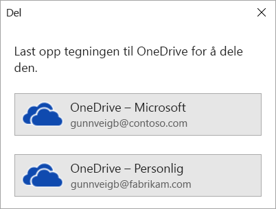 Hvis du ikke har lagret tegningen på OneDrive eller Sharepoint, ber Visio deg om å gjøre dette.