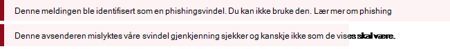 Et skjermbilde av den røde sikkerhetsstolpen i en Outlook-melding.